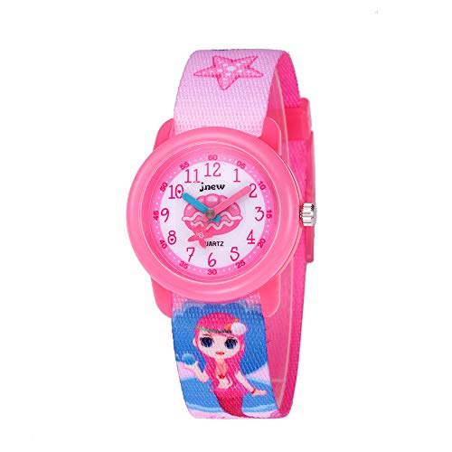 Toddler Girls Kids Children Watch,3D Cute Cartoon Breathable Fabric Band Japanese-Quartz Wristwatches Time Teacher Gifts Watches for Kids Girls Toddlers (Mermaid)