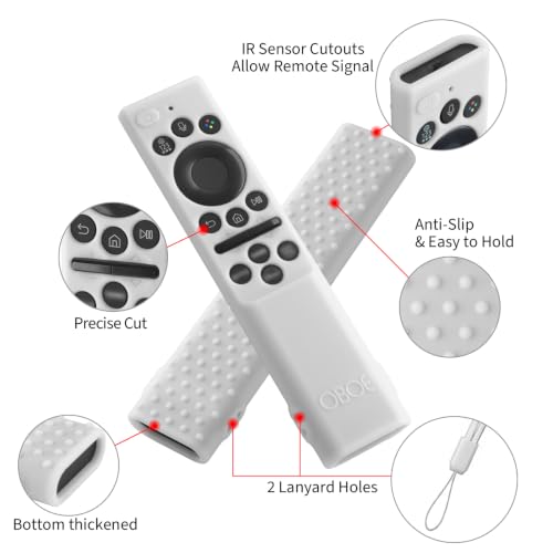 Image of Oboe Silicone Tv Remote Cover Compatible with Samsung Smart Tv Remote 2026 Model BN59-01498A Open Key Case with Lanyard (White) [REMOT E NOT Included]