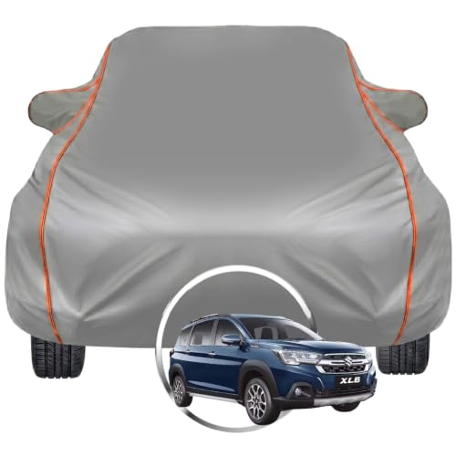 Image of Pivalo Car Cover for Maruti Suzuki XL6 All Model & Year | 100% Waterproof All-Weather UV & Paint Protection | Premium 3-Layer Fabric | Triple Stitched with Reflective Piping (Grey)