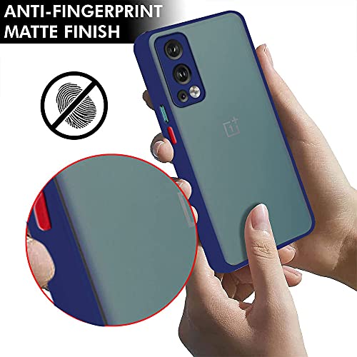 Image of TheGiftKart Hybrid Back Cover Case for OnePlus Nord 2 5G / OnePlus Nord 2 5G Pac-Man Edition | Smoked Matte Back | 360 Degree Protection | Protective Hard Back Cover Case (PC & TPU, Blue Bumper)