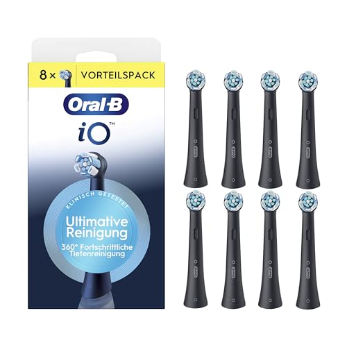Oral-B iO Ultimative Reinigung – ORIGINAL Aufsteckbürsten für Elektrische Oral-B iO Zahnbürsten – Bürstenköpfe, Zahnbürstenaufsatz, Ersatzbürsten, Fortschrittliche Tiefenreinigung – Schwarz, 8 Stück 1