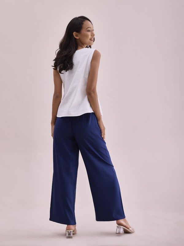 Image of GO COLORS Soft Viscose Basic Palazzo Full Length for Women| Breathable, Mid Rise, Relaxed Fit