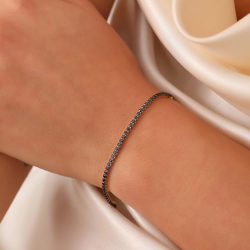 Onyx Bracelet, 14K Real Gold Tennis Bracelet, Minimalist Gold Onyx Tennis Bracelet, Dainty Custom Tennis Bracelet2