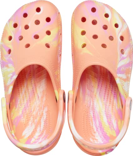 Image of Crocs Unisex-Adult Classic Marbled Tie Dye Clog, Papaya /Multi, 6 Men /8 Women