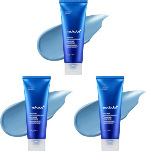 Image of medicube Zero Pore Blackhead Mud Facial Mask - Skin Cooling & Pore Tightening - 3 Minute Quick Dry Formula with AHA, BHA, PHA, and Pore-Purifying Clay - Korean Mud Mask 3.52 oz (Pack of 3)