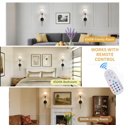 Image of Battery‑Operated Wall Sconces Set of 2, Rechargeable Wireless Wall Lights