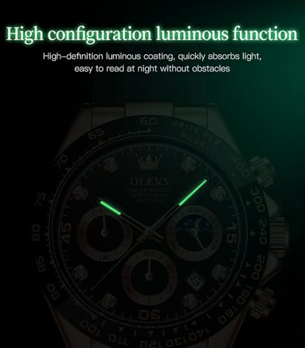 OLEVS Men's Casual Fashion Waterproof Gold Stainless Steel Band Quartz Gold Watches Gifts for Men