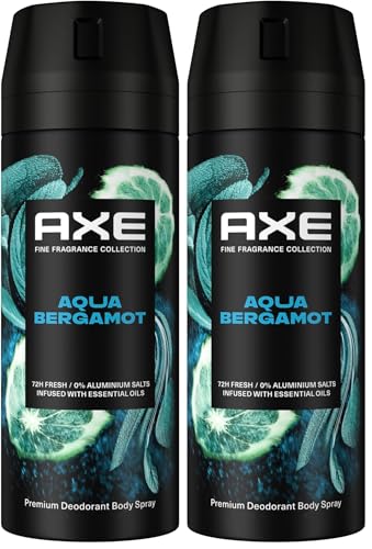Axe Premium Bodyspray Aqua Bergamot Deo ohne Aluminiumsalze für 72H Frische 150 ml (Packung mit 2)