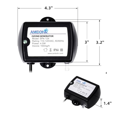 EcoPooluxe Spa-124 Ozone Generator, 100mg/h Ozone Generator for Cold Plunge, Hot Tub, Mini Portable Ozone Generator Water with Check Valve & PVC Hose - Image 3