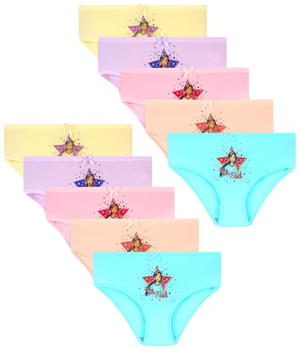 LOREZA ® 10er Pack Mädchen Slips Unterwäsche aus Baumwolle...