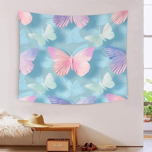 Art mural papillons 3D tapisserie en tissu noble 180x230cm pour decoration raffinée