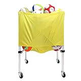 ERRU Ballwagen Ballregal Sport Faltbarer Volleyballwagen mit Rädern, Aufbewahrungsregal für Schulausrüstung für Basketball Fußbälle, Ballbox mit Großer Kapazität (gelb)