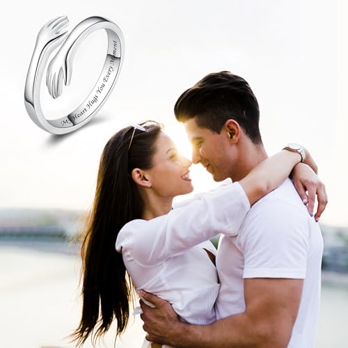 BEILIN 925 Sterling Silver Hug Rings for Women, Adjustable Ring Jewelry Valentine Mothers Day Birthday Gift for Daughters Sister Mom Wife Grandma Friends3