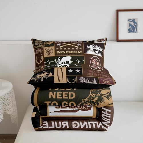 Image of Feelyou Deer Bedding Set King Size for Kids Toddler Deer Hunting Comforter Set Boys Girls Hunting Gifts Bedding Set Deer Antlers Duvet Insert Microfiber Bed Set