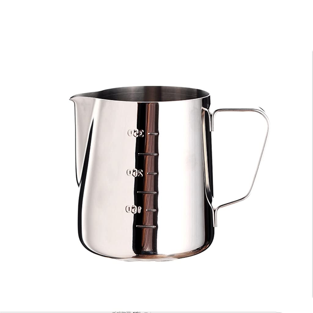 AYCDL Milk Frothing Pitcher Stainless Steel Milk Frothing Pitcher with Inner and Outer Scales Measuring Coffee Milk Milk Frothers 12oz/350ml Frothing Tool,Silver-600ml,Silver-350ml