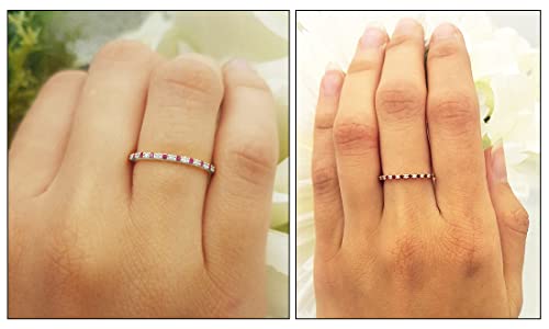 Dazzlingrock Collection Alternate Round Ruby & White Diamond Wedding Stackable Band for Women in Solid Gold2