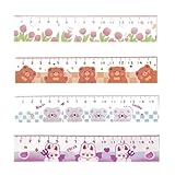 4 Pcs Cute Cartoon Rulers 15cm Straight Ruler Acrylic Ruler Lovey Animal Ruler Cartoon Small Ruler Centimeter Measuring Ruler Journal Ruler (Cute Animal)