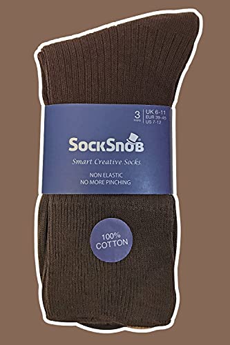 6 Pack Mens 100% Cotton Non Binding Loose Top Lightweight Ribbed Dress Socks (7-12 US, TSFD02)4