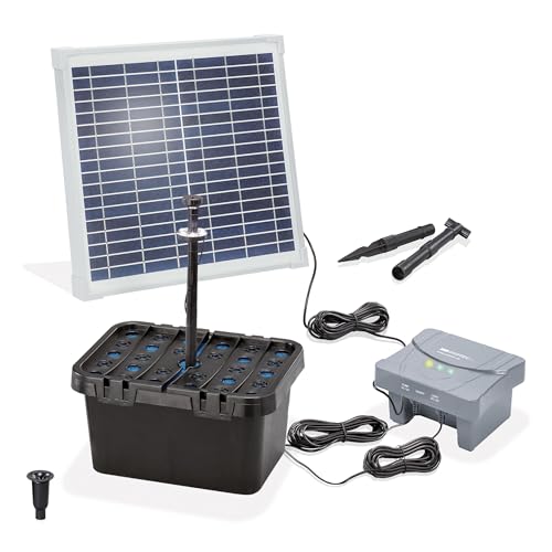 esotec Solar Teichfilterset Profi 15/550 LED, Teichfilter Komplettset mit Pumpe, LiFePo4 Akku, Solarmodul, Teichpumpe außen, mehrstufige Gartenteich Filterung, 100952