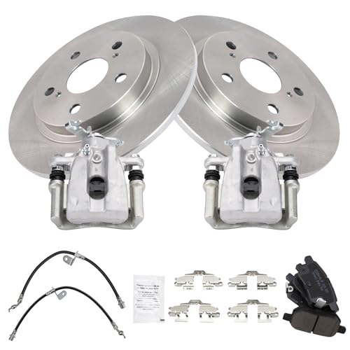 Image of TRQ Rear Brake Pad and Rotor Set Ceramic Calipers Compatible with 2009-2010 Pontiac Vibe 2009-2013 Toyota Matrix