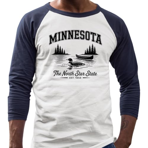 North Star State Minnesota Three-Quarter Raglan Sleeve Baseball Shirt Unisex miniatura 2