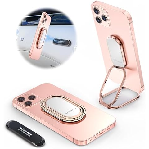 MINDSKY Phone Ring Holder Finger Kickstand Retractable 360°Rotation Ultra-Thin Cell Phone Back Grip Foldable Cellphone Stand for iPhone iPad Smartphones Tablets (with Universal Magnetic Car Mount) Cover