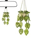 Häkel Hängepflanze Auto Anhänger, Handgefertigte Gestrickte Floral Rückspiegel Anhänger Boho Auto Deko, Niedliche Topfpflanze Ornament Geschenk Für Pflanzenliebhaber Frauen Männer