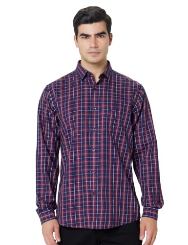 Image of Allen Solly Men's Small Check Casual Shirt | Regular Fit | Classic Pattern | Everyday Smart Casual Style