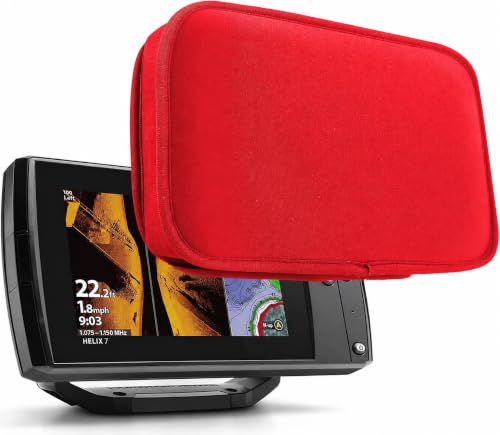 Image of Helix 7 Cover, Waterproof Fish Finder Cover, Compatible with UC H7 / Helix 7 Screen Cover, Neoprene Protects Your Screen (Red)