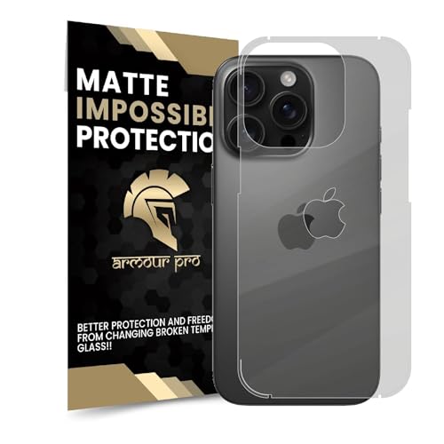 Image of ArmourPro Matte Back Screen Protector for iPhone 16 Pro, Premium Ultra Thin TPU Back Membrane Guard, Anti-Glare, Bubble-Free, Edge to Edge Coverage, Fingerprint Friendly | 1 Pack