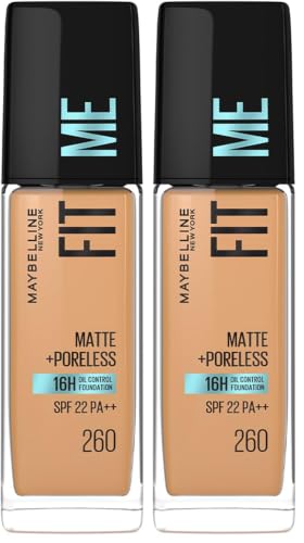 Image of Maybelline New York Fit Me Matte + Poreless Foundation Shade 260 (Pack of 2)