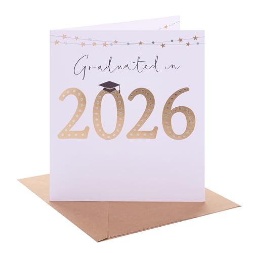 UK Greetings | Congratulations Card for Graduation | Congratulations/Proud of You | Her/Him | Graduation 2026 Design | With Envelope | 15.9 x 18.4 cm