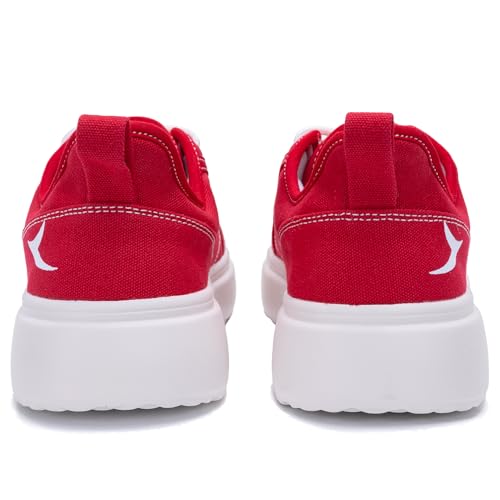 Image of Womens Wide Toe Box Shoes Walking Sneakers Slip On Canvas Shoes Comfortable Platform Shoes for Casual Red US 7
