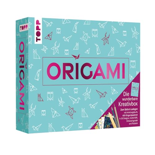 Origami - Die wunderbare Kreativbox. Mit Anleitungsbuch und Material: Anleitungsbuch, 400 Faltblätter in 30 Designs (14 x 14 cm / 10 x 10 cm), Embossingnadel, Falzbein und Cutter-Stift