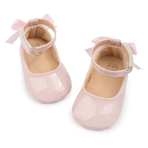 CENCIRILY Infant Baby Girls Mary Jane Flats Non Slip Soft Sole Prewalker Princess Wedding Dress...