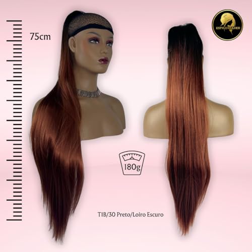 Rabo de Cavalo Liso Modelo Beatrice Estylo Mulher - Bio Proteína Fibra Premium 75cm, 180g, Textura d