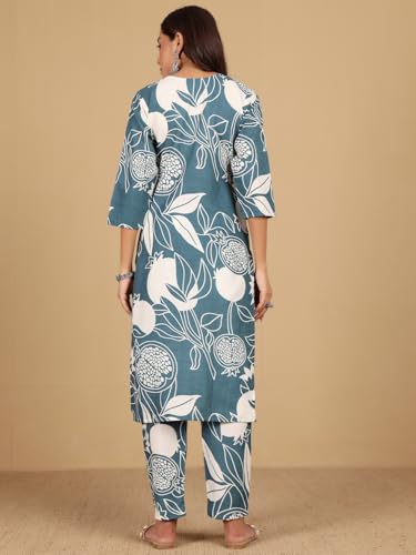 Image of Varanga Women-Gota Detailed Ethnic Floral Printed Kaftan & Trouser