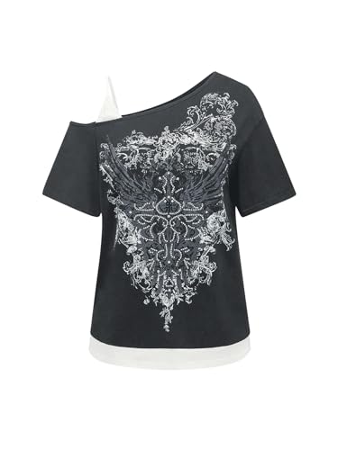 SOLY HUX Women's Plus Size Y2k Tops Gothic Graphic Tees Trendy