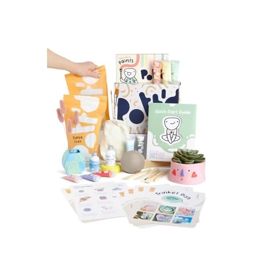Pott'd Kit di Argilla senza cottura per Principianti. Kit fai da te creativo adulti comprendente argilla senza cottura, attrezzi, colori, pennelli, smalto e istruzioni passo-passo