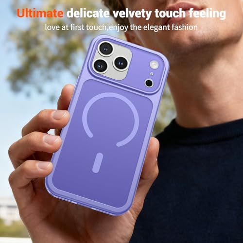 Image of SUPFINE Magnetic for iPhone 17 Pro Case Purple | (Compatible with MagSafe)(Military Grade Drop Protection)(Camera Protection)Translucent Matte Phone Cover