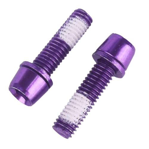 Image of Steel M5x18mm Bolts with Washer, Allen Hex Tapered Screw for Bicycle Stem, Pack of 6 (Purple)