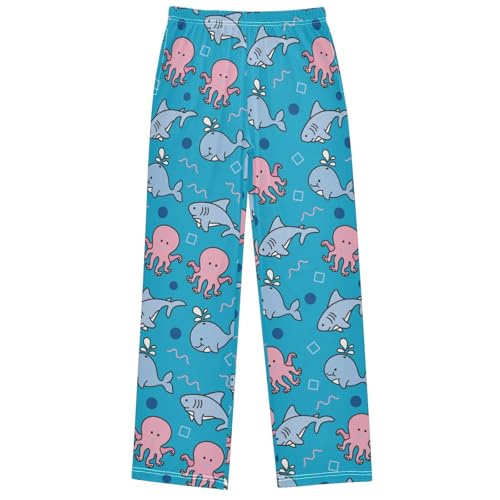 Boy's Pants Cute Sea Whale Octopus Shark Jogger Pants Elastic Waist Long Bottoms Trousers with Pockets 6-14 Years