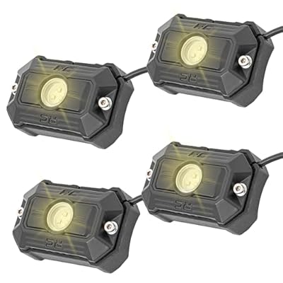Rough Country Deluxe LED Rock Light Pods w/Mounting Kit | 4 Pods - 70980 , White