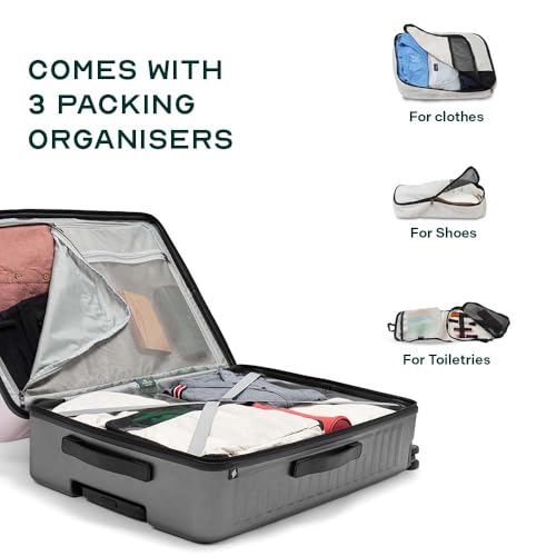 Image of Assembly Trolley Bag Set of 3 with TSA Locks & Enhanced Protection, Complete Polycarbonate Hard Shell Trolley Bag Collection for Adventure Travel, Ivory-Grey, 20+24+28 Inch