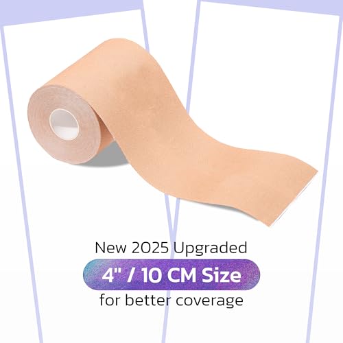 VENTEUR Boob Tape 4 Inches wide. Boobytape for breast lift. Water proof boobtape kit Includes Nipple Covers. 2025 Upgraded Breast Tape Gift for Women Beige2