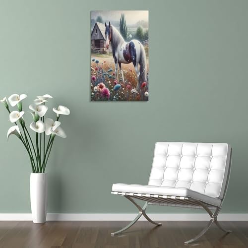 Decoration murale peintures sur toile cheval salon moderne - 5