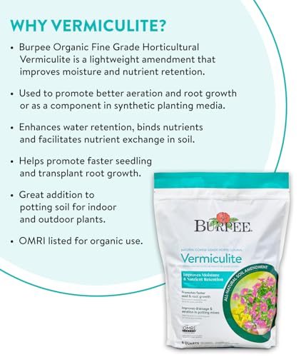 Image of Burpee Organic Horticultural Add to Potting Soil | Ideal for Seed Starting, Water Retention and Plant Propagation | 100% Natural | 8 Quart, 1-Pack, Vermiculite (8qt)