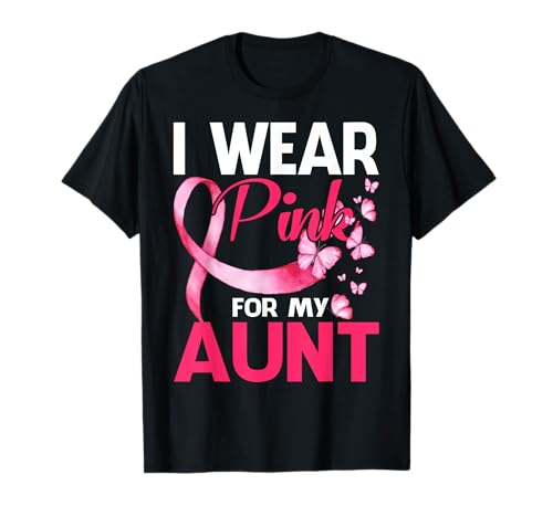 I Wear Pink For My Aunt Breast Cancer Concientización Mariposa Camiseta