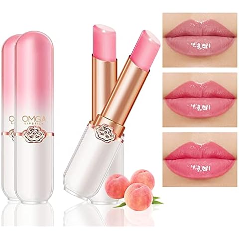 BINGBRUSH 2 Pcs Peach Color Changing Lipstick Queen,PH Mood Long Lasting Labiales Lip Gloss Lip Balm Tinted Magic Lip Stain Makeup Lipstick Set for Women Cover