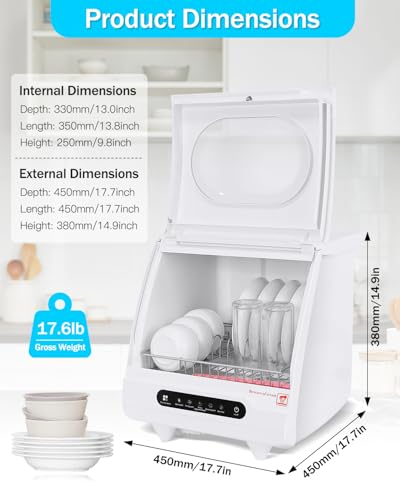 Bonxrdun XWJ01 Countertop Dishwasher, Portable Dish Washer, 5 Washing Modes, 360° Cleaning, Energy Efficient thumb #1